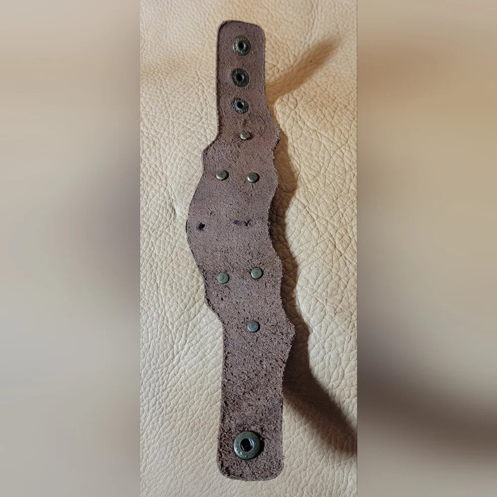 Leather & Lace Cuff Bracelet With Skulls & Crystal Rhinestones Handmade - Picture 12 of 12